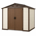 Abri de jardin 185 x 152 x 226 cm en résine beige/marron à double porte ventilé